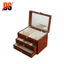 DS Handmade Wooden Cosmetic Case Makeup Box Jewelry Storage Dressing Case With Drawers